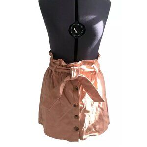 Peach NEWBURY KUSTOM skirt size L, Button front, Short Skirt, coral NWT